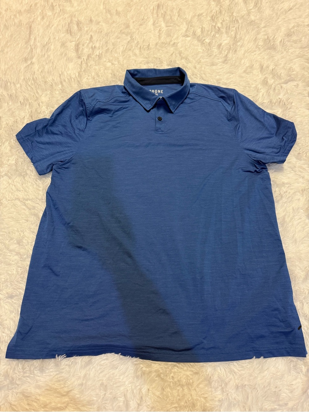 RHONE Blue Fine Italian Fabric Performance Polo Shirt Silky